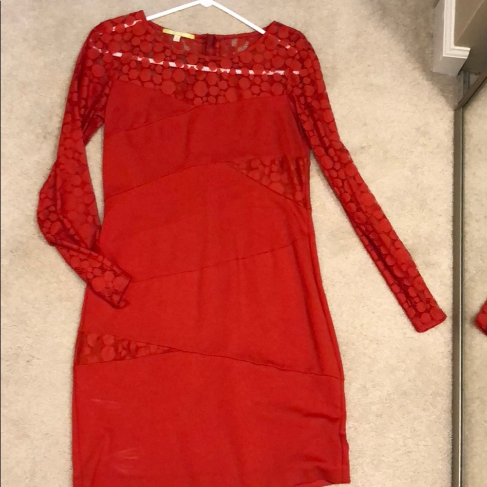 Red long sleeve dress